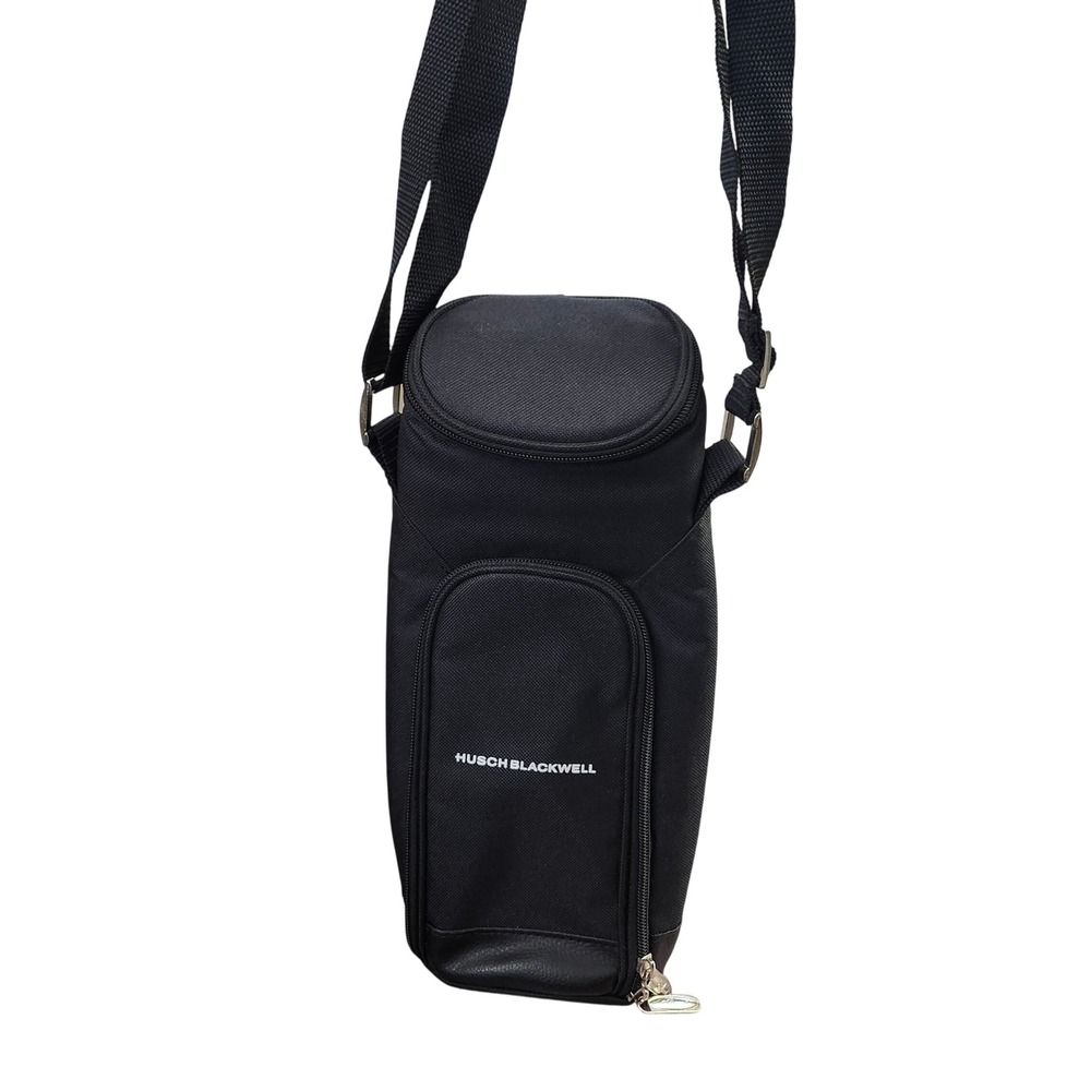 Picnic at Ascot Black Insulated Single Bottle Wine Carrier Bag Husch Blackwell